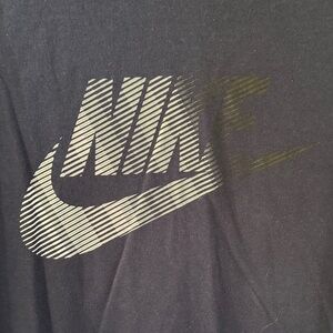Nike Dark Navy Blue Long Sleeve Tee with Striped Logo
